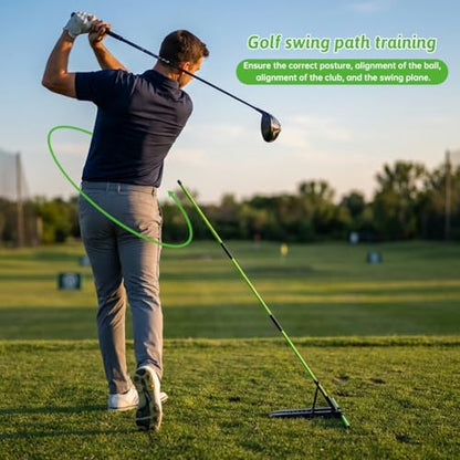 Golf Alignment Stick Holder Kit, Golf Training Aid Angle Adjustable with 6 Fiberglass Alignment Rods and ABS Angle Board, Swing Path Trainer Board for Backyard Practice