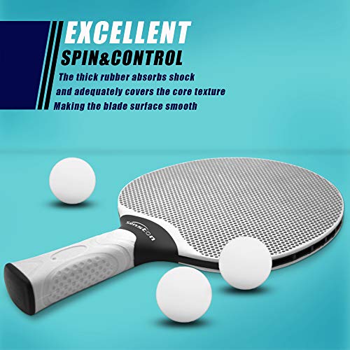 Senston Table Tennis Rackets Set, Professional Table Tennis Racket with 3 Balls, Composite Rubber Ping Pong Paddle Set - color: Gray