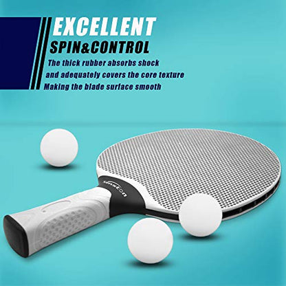 Senston Table Tennis Rackets Set, Professional Table Tennis Racket with 3 Balls, Composite Rubber Ping Pong Paddle Set - color: Gray & Net