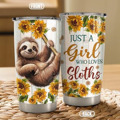 SANDJEST Sloth Tumbler 20oz Stainless Steel Insulated Coffee Travel Mug Cup for Women Girls Sloth Gifts for Birthday Christmas Mothers Day - color: Sloth