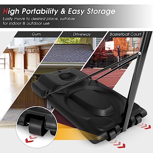 GYMAX Basketball Hoop, 5.9-10 FT Adjustable Basketball Goal with Shatterproof Backboard & 2 Nets, Portable Basketball Hoop for Indoor/Outdoor Kids Teens Adults