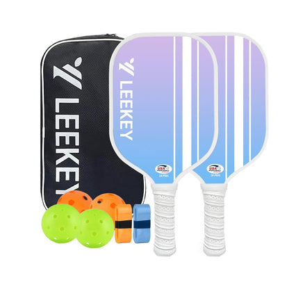 LEEKEY Pickleball Paddles Set of 2 - USAPA Approved Fiberglass Pickleball Racket, Racquet Made of Polypropylene Honeycomb Core,Lightweight Design Pickleball Paddles for Men Women Beginners