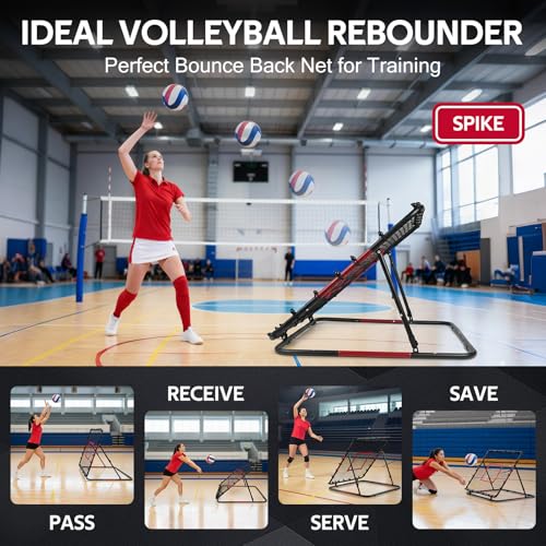 VAVOSPORT Volleyball Rebounder Net 40"x40" – Adjustable Angles Bounce Back Training Equipment for Volleyball, Baseball, Softball & Lacrosse, Durable, Portable, Easy Setup for Indoor & Outdoor Practice