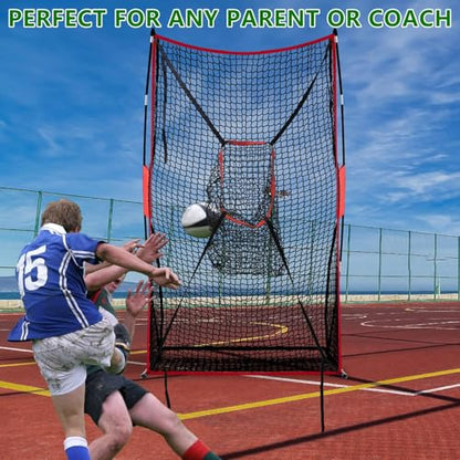 Football Kicking Throwing Net - Heavy Duty Portable Kicking Goal Cage with Target - 4x7FT Professional Trainer for Coaches Youth Indoor & Outdoor Games