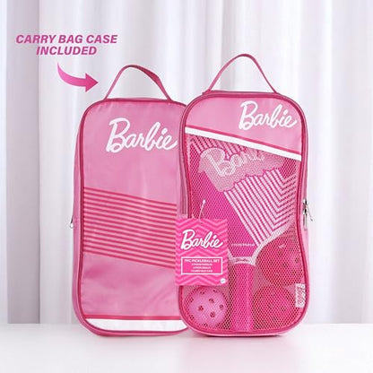Barbie - Wooden Pickleball Bundle, Includes 2 Wooden Paddles and 4 Pickleballs, Durable Beginner Paddle Set for Indoor and Outdoor Play, Fun Pink Design for Kids and Adults