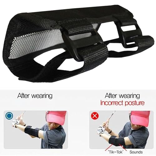Golf Straight Arm Training Aid, Nylon Straight Arm Trainer with Sound, Golf Elbow Trainer Adjustable Straight Arm Golf Swing Trainer Elbow Brace for Beginners 7.87-11.81in Arm