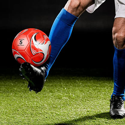 Deekin 6 Pcs Soccer Ball with Pump Size 5/4/3 Official Outside Sport Soccer Deflated Machine Stitched Ball for Indoor Outdoor Sport Training Practice Birthday Gift for Child Adult