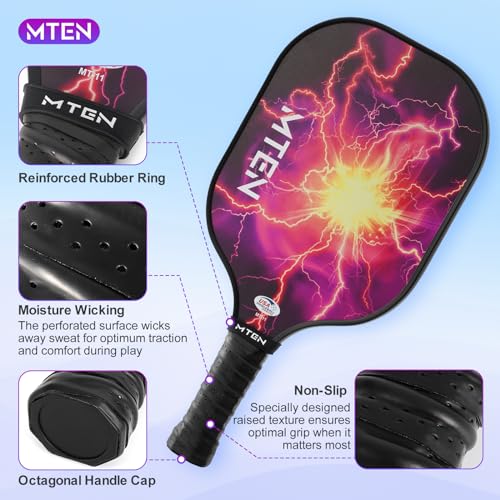 Pickleball Paddles Set of 2 or 4, or Single Paddle – USAPA Approved Fiberglass Surface Pickleball Rackets Set for Men & Women - color: Redblack*4