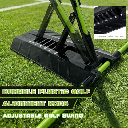 Golf Alignment Stick Trainer with Adjustable Swing Plane Guide, Full Swing Correction Training Aid for Men Women Beginners, Indoor Outdoor Golf Practice Tool