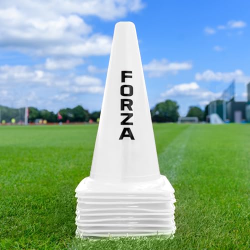 FORZA Large Training Cones - Pack of 10 with 3 Size Options for Optimal Training Sessions - color: White, size: 12 Inch, style: Pack of 10