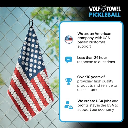 Wolf Golf Towels Pickleball Towel | Pickleball Gifts | American Flag Paddles | Sport Towel | Retirement Gift - color: American Flag