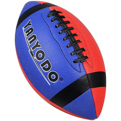 6 Pack Football Size 6 Junior Sized Ball with Textured Grip for Kids Youth Practice, Match and Scrimmage Play Indoors & Outdoors All Weather Use with Pump