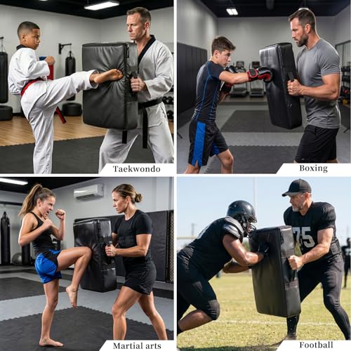 Kick Shield Pad: Muay Thai Punch Kickboxing Heavy Curved Striking Foot Target Training with 5 Padded Handles Martial Arts Karate TKD Taekwondo - size: 24*16IN,16*12IN, style: 24×16in+16×11in Blocking Pad