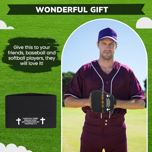 Simgoing Christian Cross Softball Glove Wrap with Bible Verse Speeds Up Break in Process Baseball & Softball Elastic Mitt Glove Strap Band Keep Pocket Formed Ideal for Players of All Ages - style: Christian Style