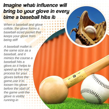 Baseball Hammer, Baseball Softball Glove Mallet, One-Piece Mallet, Baseball Glove Shaping Hammer with 2Pcs Baseball Lock, Glove Mallet 12inch 11inch