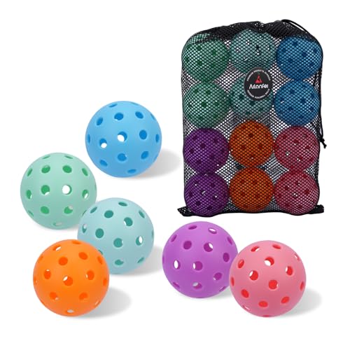 Pickleball Balls 6 Pack | 12 Pack- 40 Holes Outdoor Pickleball with Bag, Perfectly Balanced, High Bounce, Crack-Resistance，USAPA Standard - Multiple Colors - color: Colors, size: 12 pcs