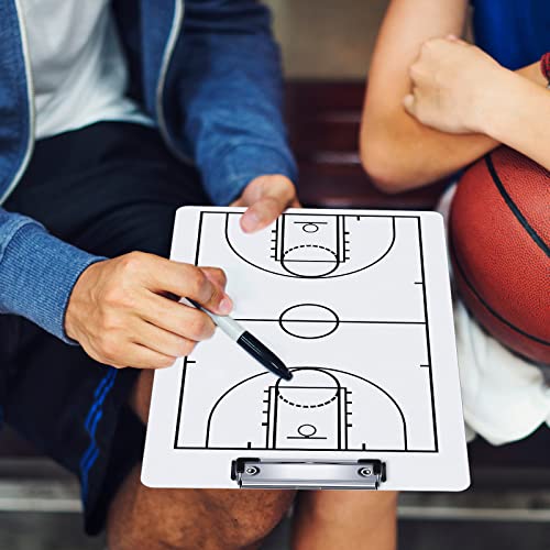 10 Pcs Basketball Clipboards Set for Coaches Include 2pcs 14"x9" Dry Erase Double Sided Basketball Whiteboard Equipment 6 Pcs Dry Erase Marker Pens and 2 Pcs Whistle, Sport Party Themed Gift