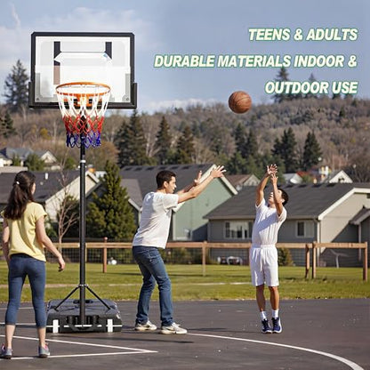 DlandHome Basketball Hoop, 5.2-6.8FT Height Adjustable,Portable Basketball Hoops & Goals for Teenagers Youth, Wheels for Driveway, Park, Gym, Indoor Outdoor Use
