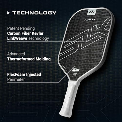 Selkirk Sport SLK Halo Raw Carbon Fiber Pickleball Paddle | Power, Pro and Control Pickleball Paddles | T700, 18K Ultraweave, Aramid Fiber LinkWeave | Designed & Controlled in USA - color: Pro | Black | 2024, size: Max (All - Around Paddle)