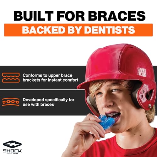 Double Braces Strapless Mouth Guard Blue, Youth