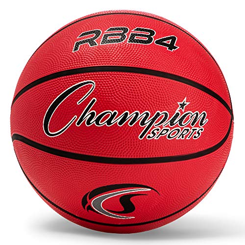 Champion Sports Rubber Basketballs – Durable Indoor & Outdoor Training & Recreational Game Balls, Multiple Sizes & Colors - color: Red, style: Intermediate (Size 6 - 28.5")