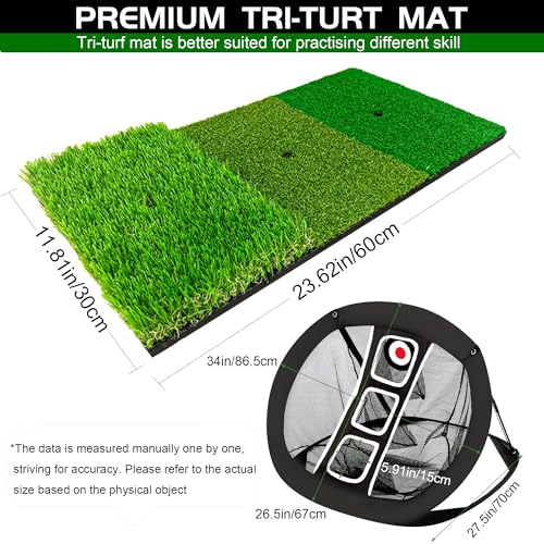 Golf Putting Mat Indoor Practice with Hitting Net 6 Balls for Dad Father Day Christmas Home Backyard Training