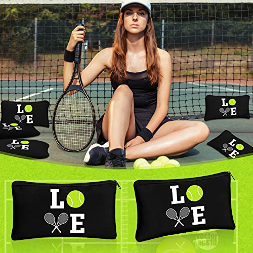Moukeren 12 Pieces Tennis Makeup Bag Cosmetic Bag Travel Portable Storage Toiletry Case Accessories with Zippers Tennis Gifts for Lovers Players Teams Women Girls(Black)