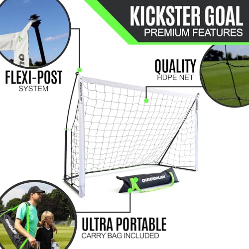 QUICKPLAY Kickster Soccer Goal Range – Ultra Portable | Quick and Easy Set Up | Includes Net and Carry Bag | Available in 7 Sizes | Backyard Soccer Net for Kids & Adults [Single Goal] - style: 12 x 6'