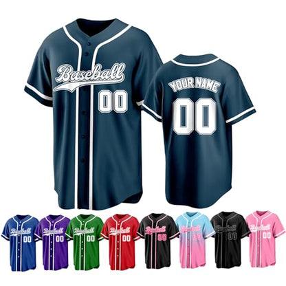 Custom Baseball Jersey Personalized Stitched Family Team Name Number Shirts Uniforms for Women Men Youth Kids - color: Blue-39