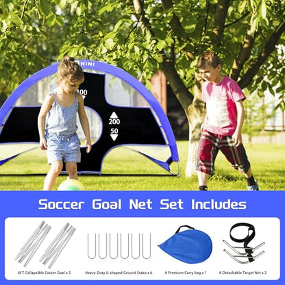 Onini Upgrade 6 Foot Pop Up Soccer Goals Blue - Portable Foldable Training Football Net with Target and Bag - Ideal for Toddler, Boys, Youth Outdoor Sports Games(2 Pack) - size: 4 ft Round