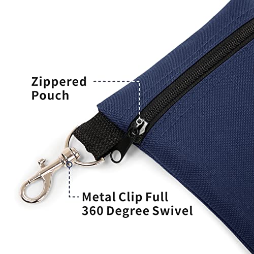 Golf Tee Pouch, 5.62 X 6.87 Inch Professional Zipper Golf Tee/Ball Pouch Bag with Metal Lobster Claw Clip - color: Navy Blue