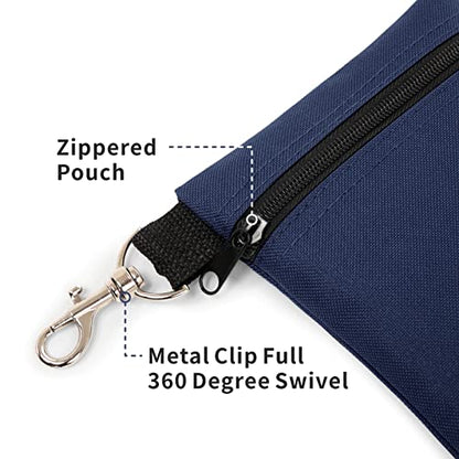 Golf Tee Pouch, 5.62 X 6.87 Inch Professional Zipper Golf Tee/Ball Pouch Bag with Metal Lobster Claw Clip - color: Navy Blue