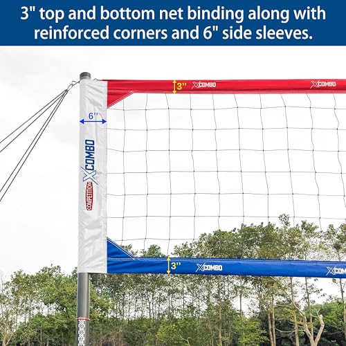 Professional Volleyball Net Set Heavy Duty for Outdoor Backyard Portable with Aluminum Adjustable Height Scoring Poles, Regulation Nets System for Tournament, Grass