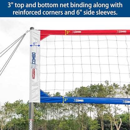 Professional Volleyball Net Set Heavy Duty for Outdoor Backyard Portable with Aluminum Adjustable Height Scoring Poles, Regulation Nets System for Tournament, Grass