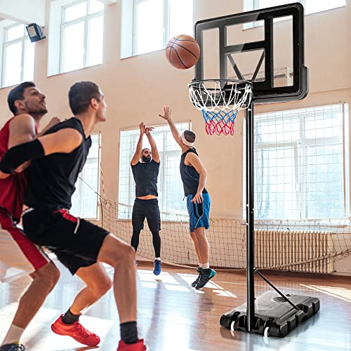 Giantex Portable Basketball Hoop Outdoor, 4.25-10ft Height Adjustable Basketball Goal System w/ 43.5" Shatterproof Backboard, Fillable Base, Indoor Basketball Hoop for Kids/Adults/Backyard/Driveway