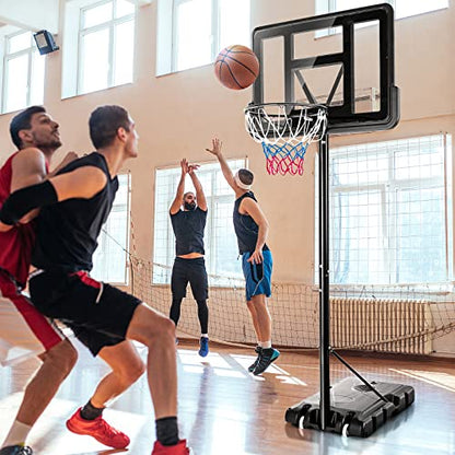 Giantex Portable Basketball Hoop Outdoor, 4.25-10ft Height Adjustable Basketball Goal System w/ 43.5" Shatterproof Backboard, Fillable Base, Indoor Basketball Hoop for Kids/Adults/Backyard/Driveway