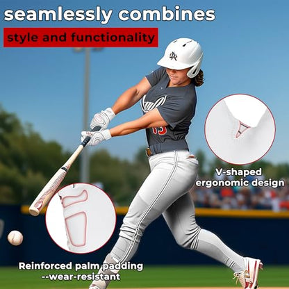AIGEVTURE Baseball Bating Gloves Adult Youth Baseball Softball Batting Gloves Adult Kids Boys Girls - color: White and Red, size: Adult Large