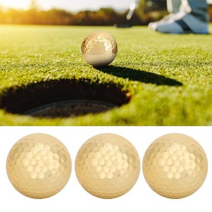 4Pcs Portable Double Layer Gold Plating Golf Ball Accessory Golden for Long Distance High Visibility Practice Training