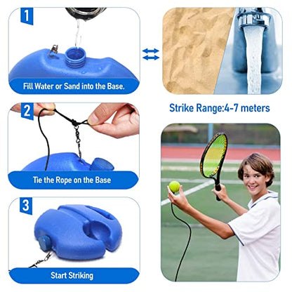 Tennis Trainer Rebound Ball with String Solo Tennis Training Kit Portable Practice Rebounder Equipment Training Tools with Long Elastic Ropes for Adults, Kids, Beginners