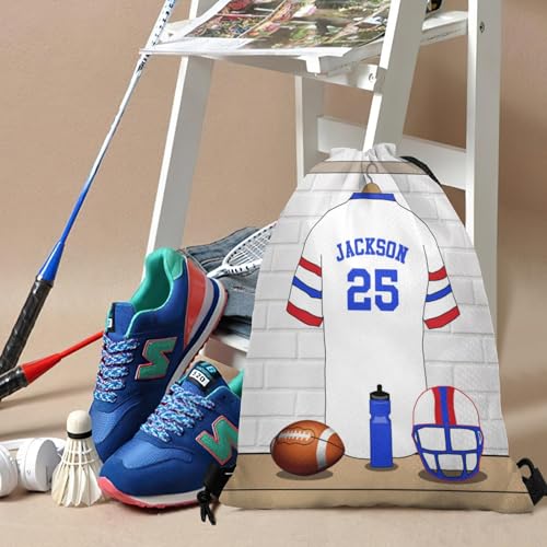 Football Player Name Number White Personalized Drawstring Backpack Sports Gym Bag Christmas Gift Party Goodie String Cinch Bag for Women Men - color: Option 60
