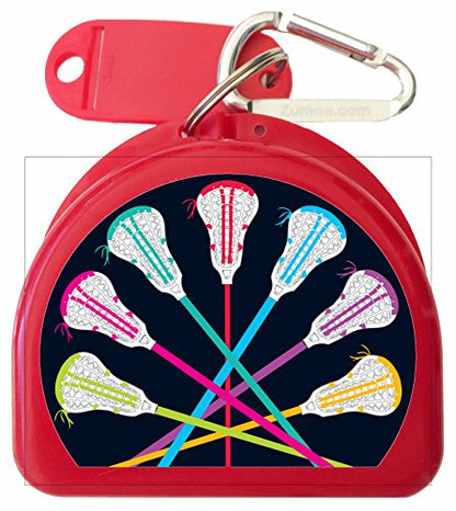 Lacrosse Mouthuard Retainer Case - Lacrosse Sticks (Red) - color: Red