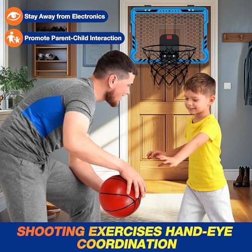 ropoda Indoor Basketball Hoop, Mini Hoop with 7 LED Lights, 3 Modes Scoreboard, Mini Hoop with 4 Balls Over The Door, Basketball Hoop Indoor, Toys Gifts for Kids Adults
