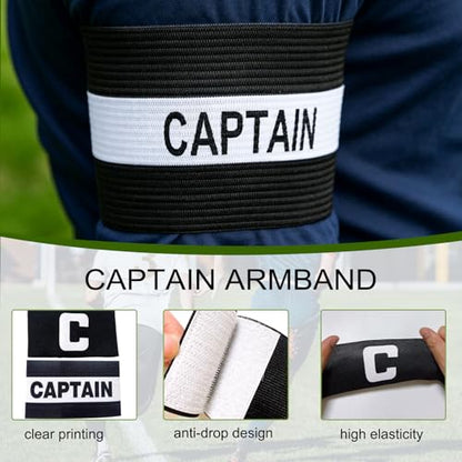 4PCS Black Captain Arm Bands for Soccer, 2 Types Adjustable Soccer Captain Armband,Elastic Captain’s Armband Training Arm Band Football for Adults and Youth Volleyball Team