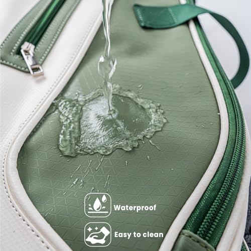 Tennis Bag Holds 2 Rackets with Shoe Compartment, Fence Hook & Ball Sleeve – Large PU Pickleball Paddles Backpack for Men & Women