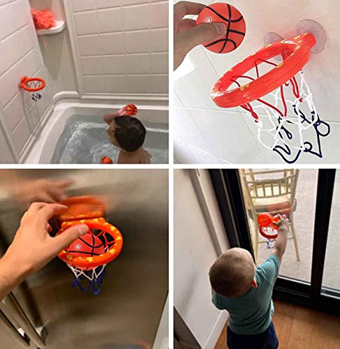 Cyfie Bath Toys for Toddlers - Bathtub Basketball Hoop Set with 4 Balls for Kids Ages 3-8 - Suction Cup Shower Toy for Boys and Girls - color: Bath Basketball Hoop