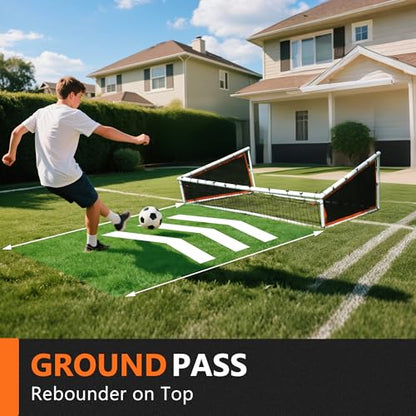 Aluminum Soccer Rebounder Net 7x5 Soccer Goals Rebounder Kid Board Big Bounce Back Wall Full Size Heavy Duty Large Practice Professional Training Kit Equipment Soccer Net Backyard Portable Youth 7*5ft