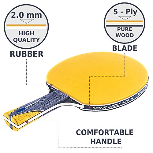 Ping Pong Paddle with Killer Spin + Case for Free - Professional Table Tennis Racket for Beginner and Advanced Players - Improve Your Ping Pong Skills with JT Ping Pong Paddle Set - color: Yellow