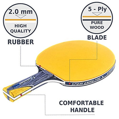 Ping Pong Paddle with Killer Spin + Case for Free - Professional Table Tennis Racket for Beginner and Advanced Players - Improve Your Ping Pong Skills with JT Ping Pong Paddle Set - color: Yellow