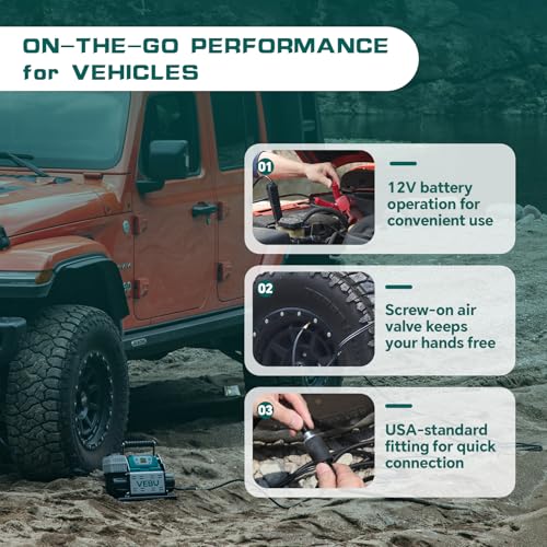 ‌RV Air Compressor 12V Tire Inflator, 150PSI with Auto Shut-off, Digital Display & Preset, 5.65CFM Fast Inflation for Off-road Vehicles, Trucks, SUVs, RVs, ATVs, Corded Electric - style: Single Cylinder + Digital Display