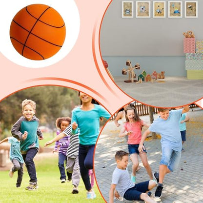 Silent Basketball Hoop and Ball, 18cm Wall Mounted Basketball Hoop Indoor, Noiseless Foam Elastic Sponge Ball WithHoop, SilentBall Professional Indoor BasketballFrame - color: Orange